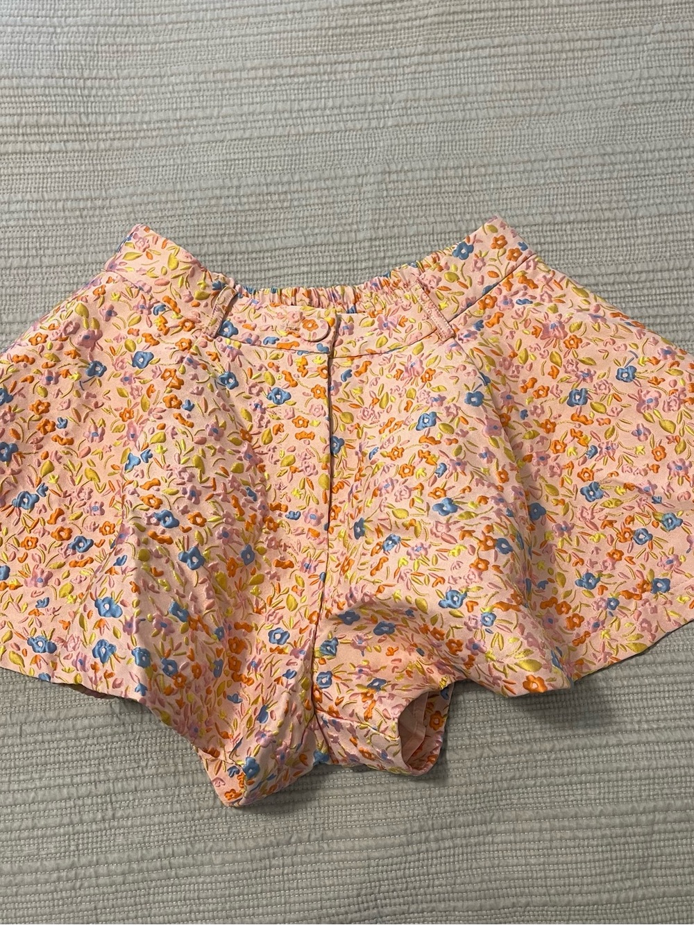 MARBLE Pink Floral Skort with Blue & Orange Accents